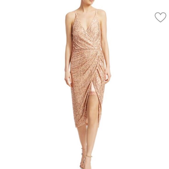 Jonathan Simkhai Speckled Sequin Wrap Dress in Gold - Picture 2 of 10